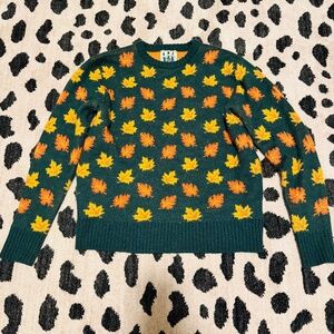 Kiel James Patrick Women's Big Cozy Fall Leaf Crewneck Sweater Small